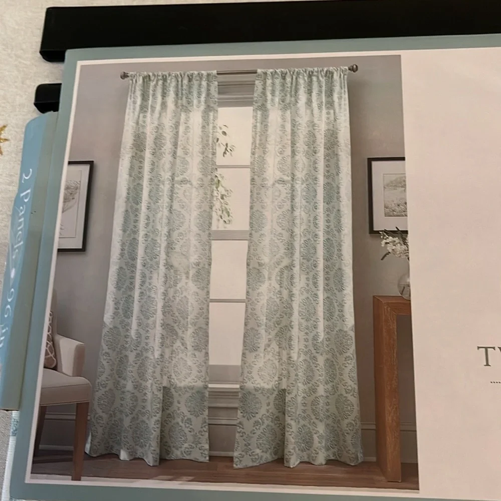 Peri Home Gables Curtain Panels Rod Pocket Seafoam New